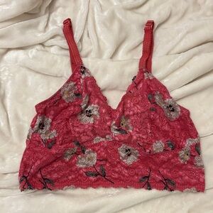 Pink Floral Lace Bralette